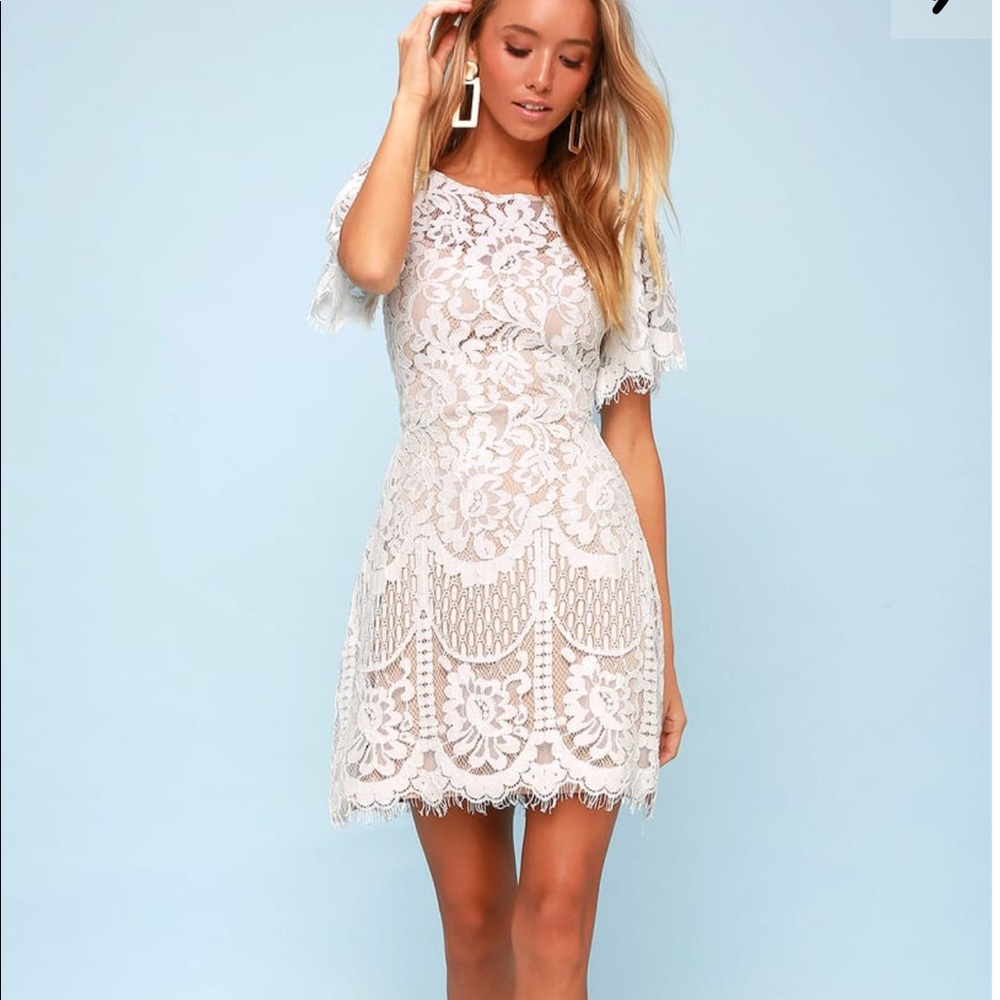 Lulus white lace cocktail dress